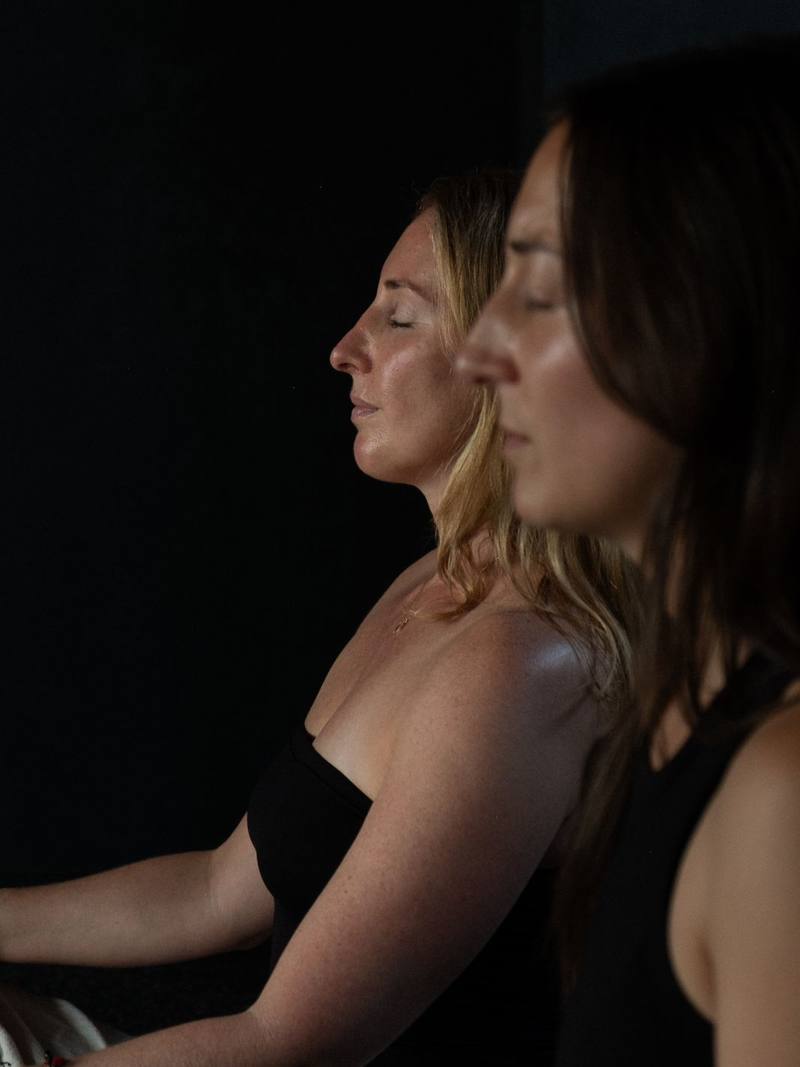 A member breathing with eyes closed